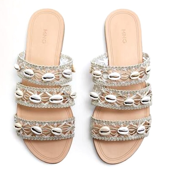 Mango The Loqui Braided Seashell Sandals Size 37 - Picture 2 of 13